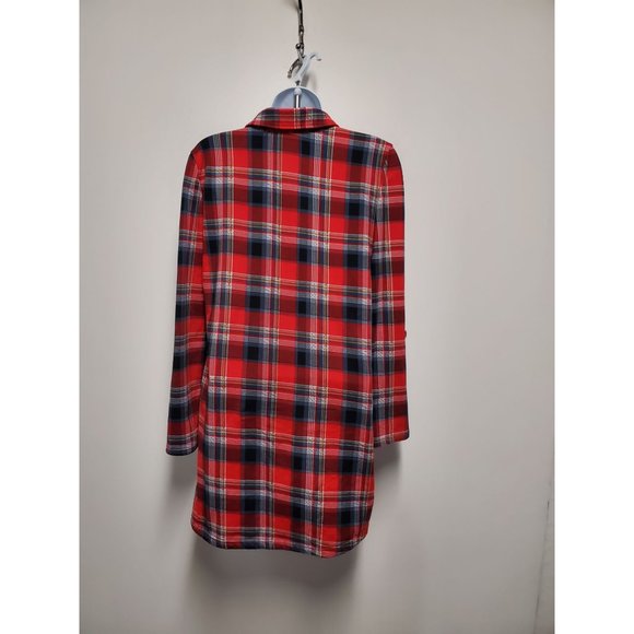 NO COMMENT NY-LA Red Plaid Button Shirt Dress Size Small - Picture 5 of 9